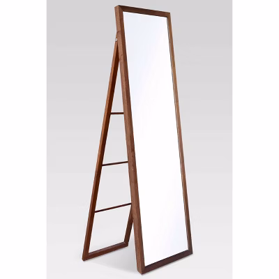 20" X 65" Wood Ladder Standing Mirror Brown - Threshold™: Easel Back, Full Body, Floor-length, No Assembly Required