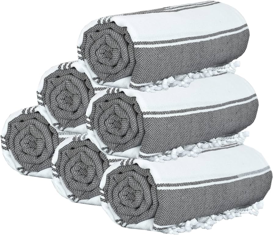 Glamburg Peshtemal Turkish Towel Cotton Beach Towels Oversized 36x71 Set Of 6
