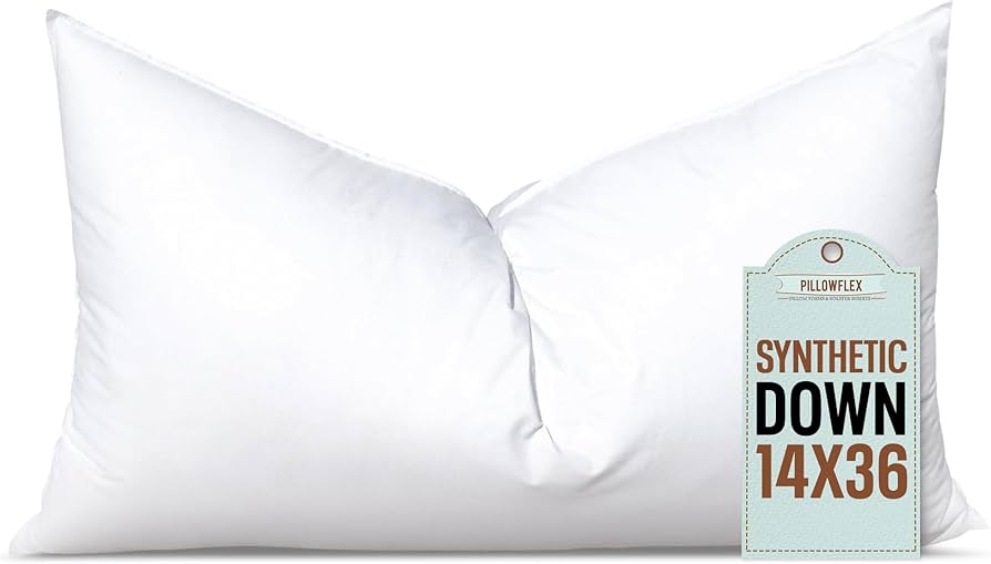 Pillowflex Synthetic Down Pillow Insert - 14x36 Down Alternative Pillow