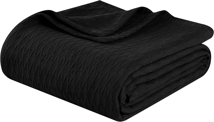 Superior 100% Cotton Thermal Blanket - King Size - Black