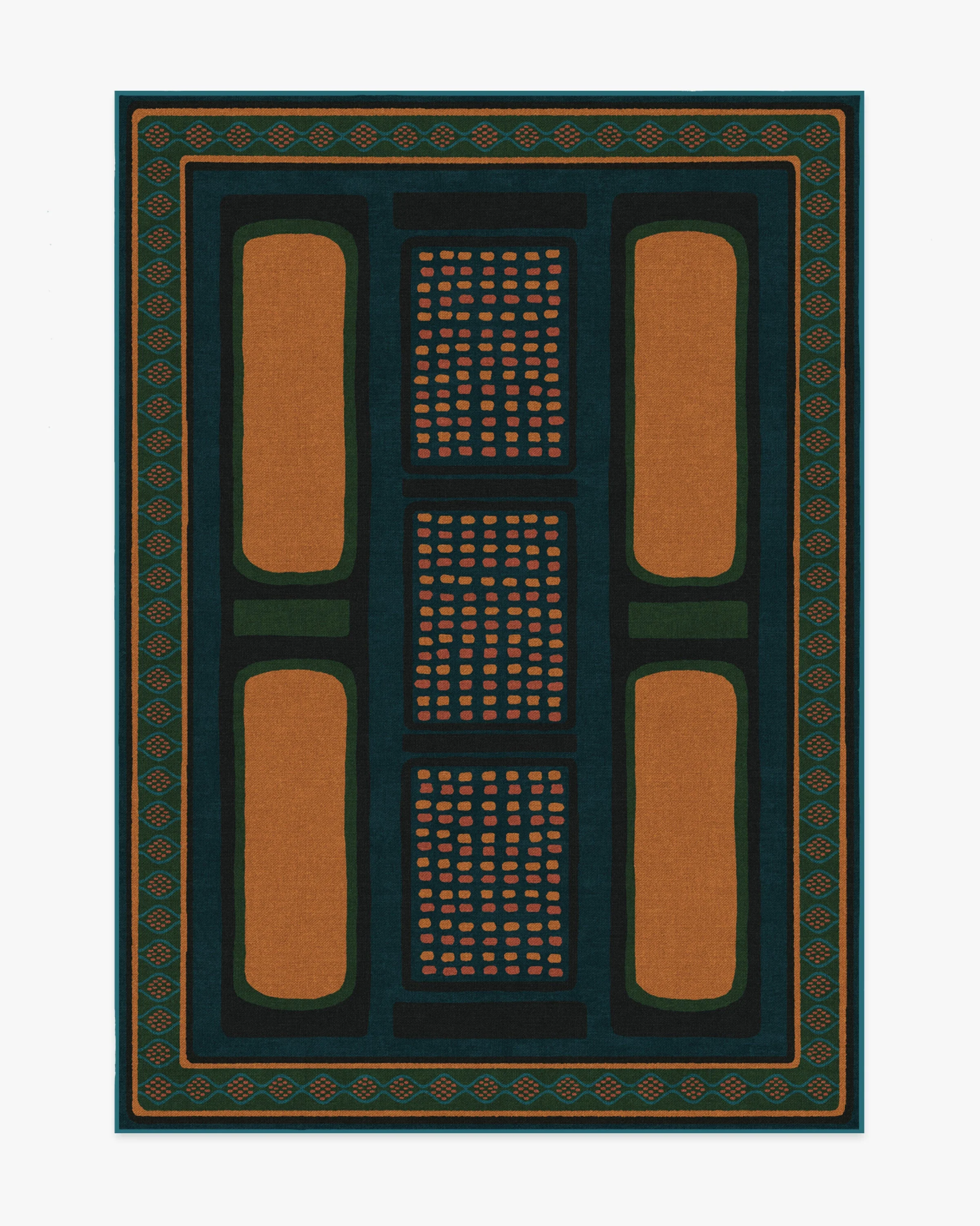 Architectural Digest Nerissa Teal & Gold Tufted Rug | Ruggable