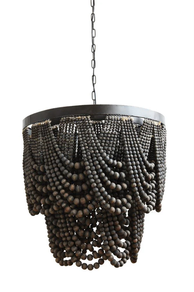 Black Wood Bead Chandelier