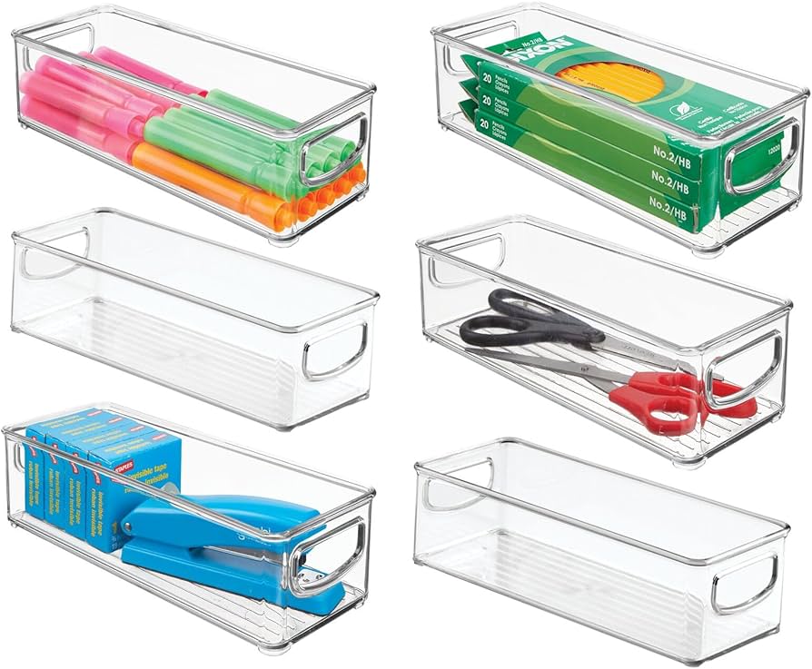 Mdesign Small Plastic Storage Container Bins With Handles For Organization