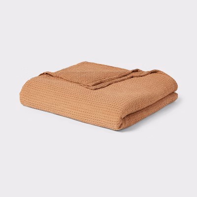 Full/queen Tencel® Lyocell Waffle Bed Blanket Brown - Threshold™: Cooling, Midweight, Oeko-tex Certified