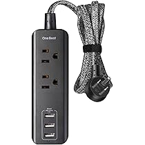 Flat Plug Power Strip With Usb - 2 Outlets 3 Usb Charging Ports(3.1a