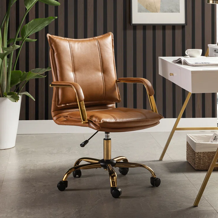 Willa Arlo Interiors Lundgren Faux Leather Task Chair With Padded Arms
