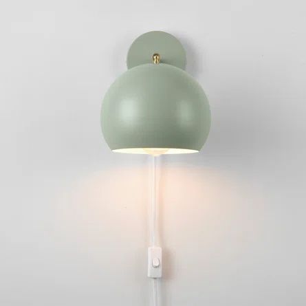 Novogratz X Globe Willow 1 Light Plug In Or Hardwire Wall Sconce Sage Green Matte Brass Accent