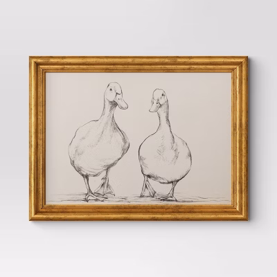 16"x 12" Bird Sketch Canvas Board Framed Art Black - Threshold