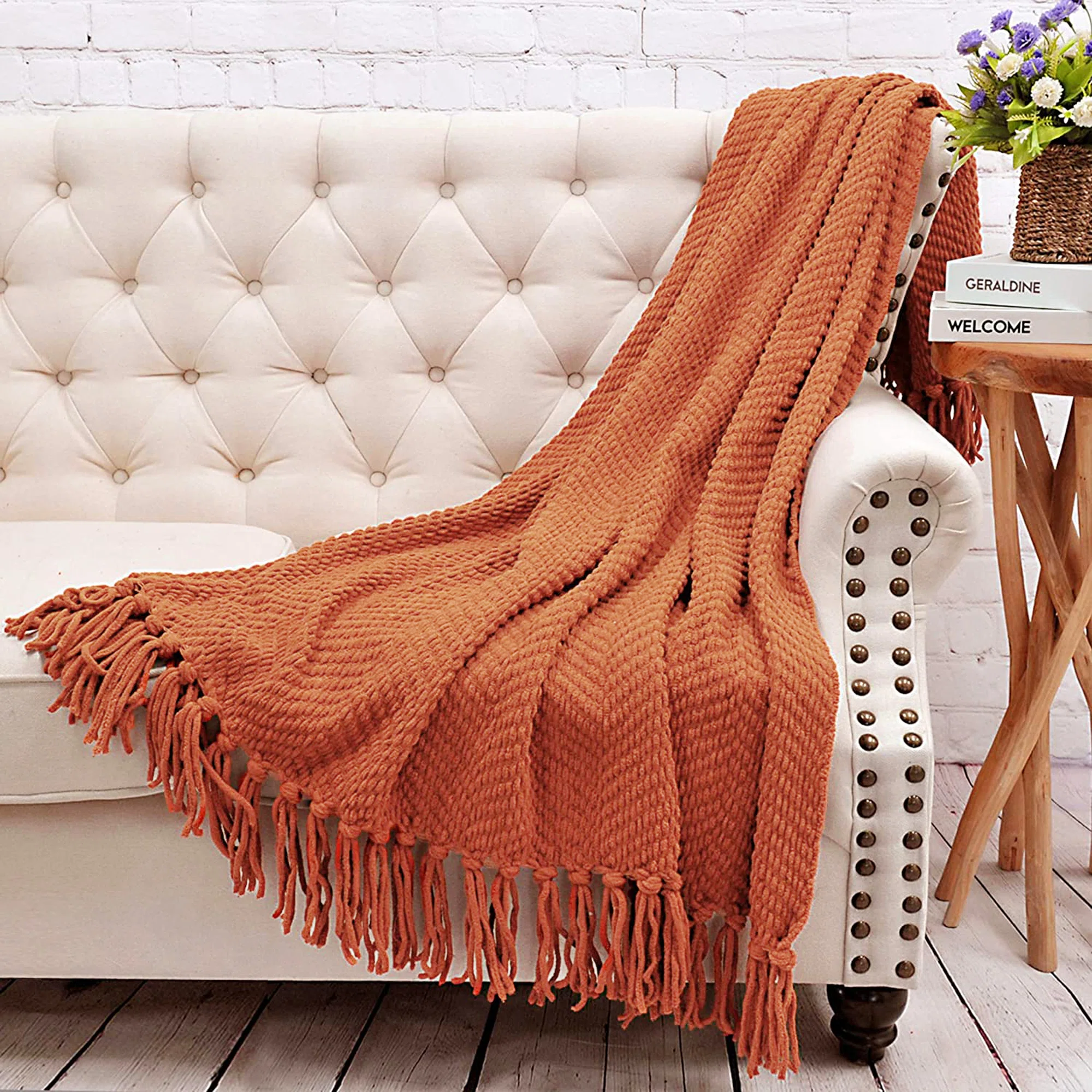 Home Soft Things Tweed Knitted Throw Blanket