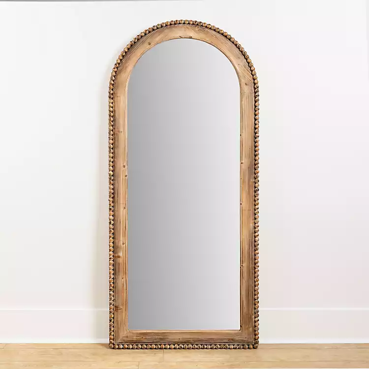 Natural Wood Beaded Arch Leaner Mirror | Kirklands Home