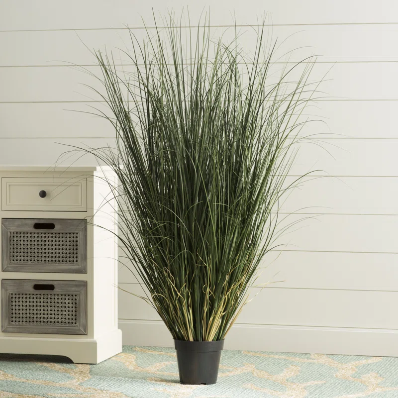 Sand Stable Pvc Artificial Potted Green Curled Grass