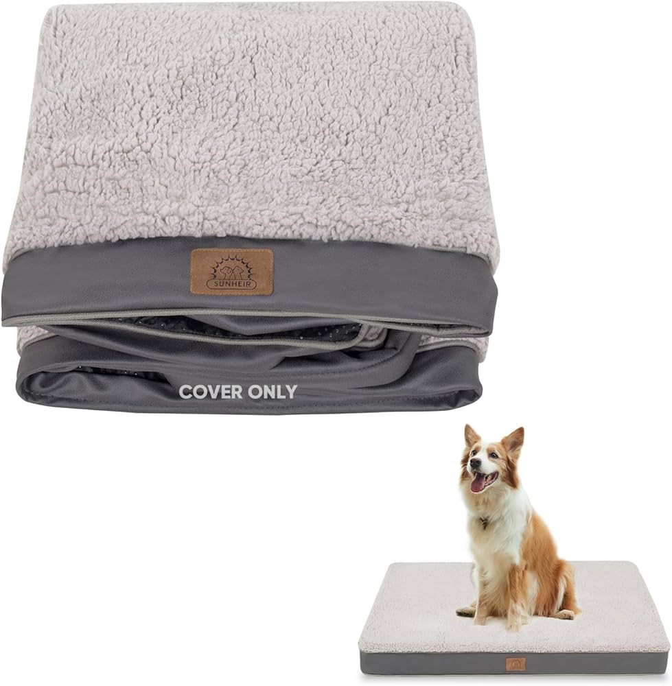Sunheir Calming Dog Bed Cover - Washable Large Dog Bed Covers Fluffy Plush Replacement