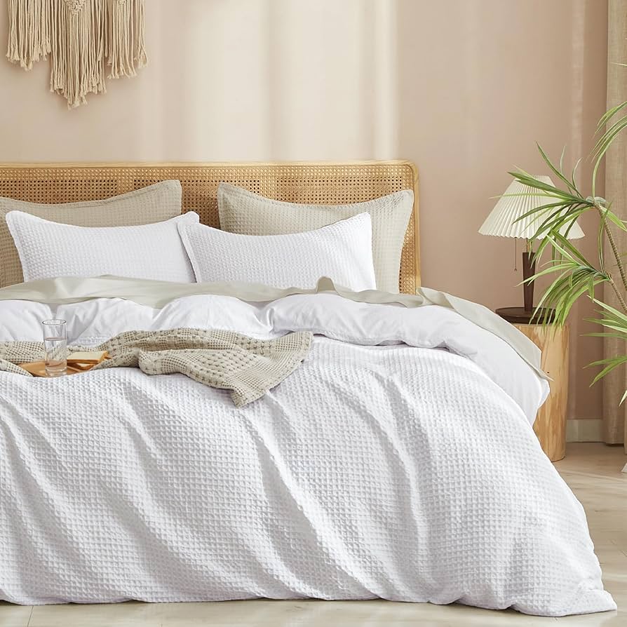 Phf Waffle Weave Duvet Cover Set Queen Size