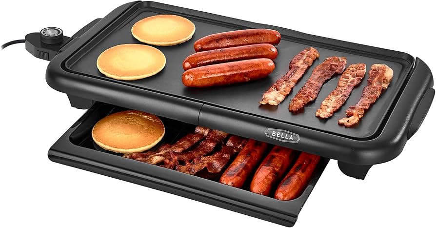 Bella Electric Griddle With Warming Tray - Smokeless Indoor Grill