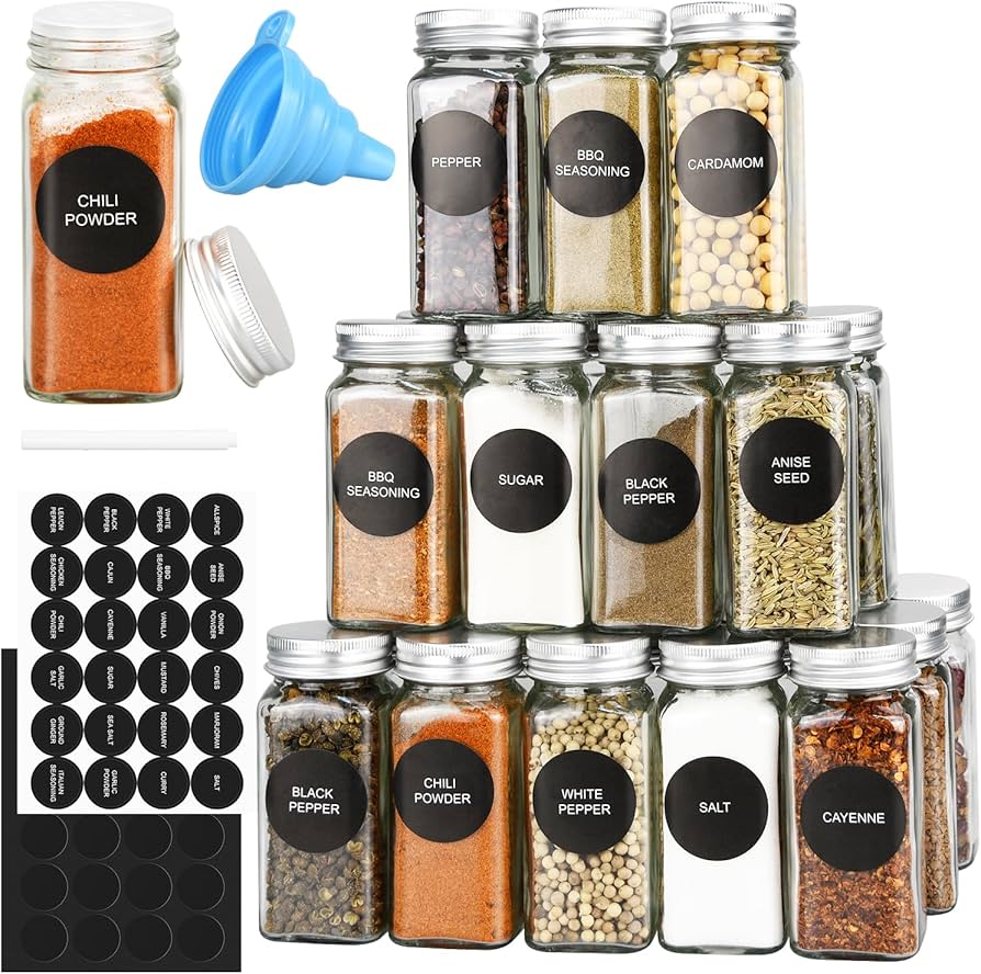 Dkovn 12/24/36/48pcs Glass Spice Jars