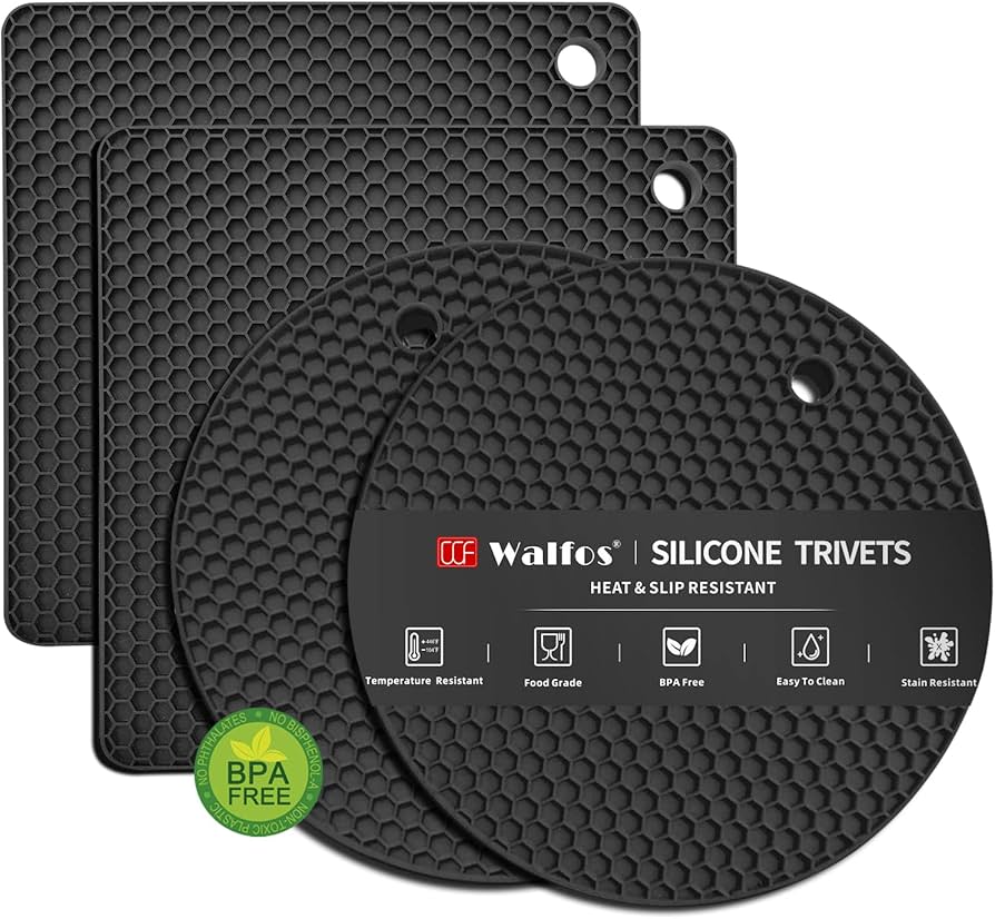 Walfos Silicone Trivet Mats - 4 Heat Resistant Pot Holders