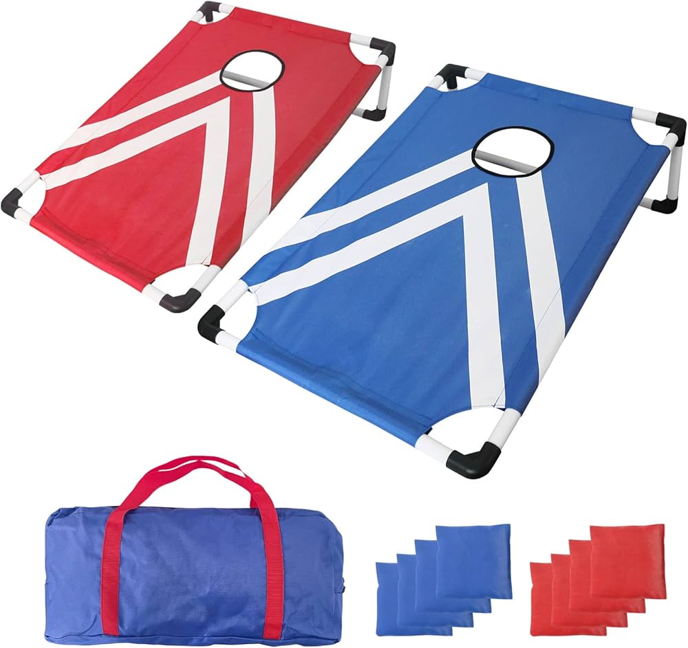 Basynol Portable Cornhole Set With 2 Collapsible Cornhole Boards