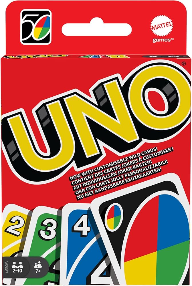Uno - Classic Colour & Number Matching Card Game - 112 Cards - Customizable & Erasable Wild - Special Action Cards Included - Gift For Kids 7+