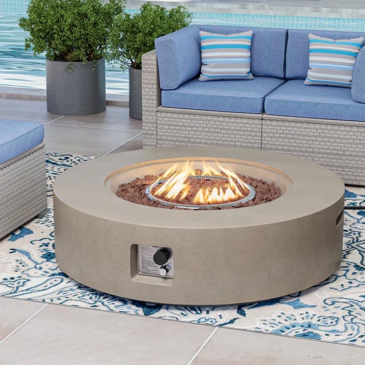 Wade Logan Borgia Concrete Propane Fire Pit Table