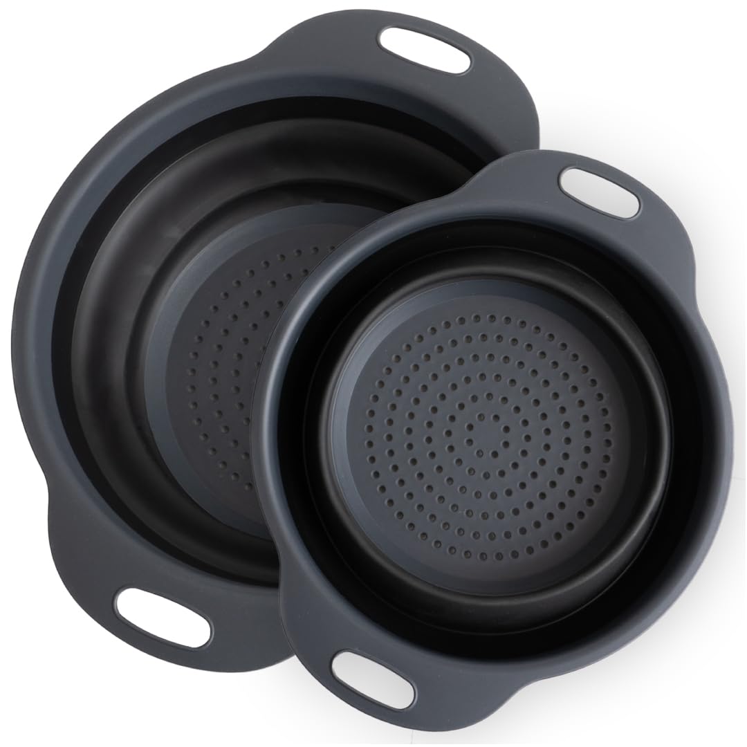Collapsible Colander | 2-pack Black Collapsible Strainer For Pasta