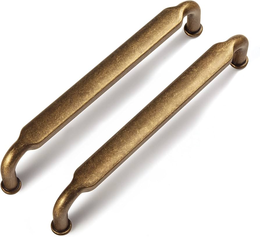 Goo-ki 6 Pack 5 Inch （128mm） Hole Center Cabinet Pulls Antique Brass Zinc Alloy Kitchen Drawer Pulls Drawer Handles 5.4 Inch Length 2202-gt-128