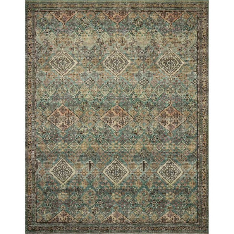 Magnolia Home By Joanna Gaines X Loloi Sinclair Machine Washable Turquoise Multi Area Rug