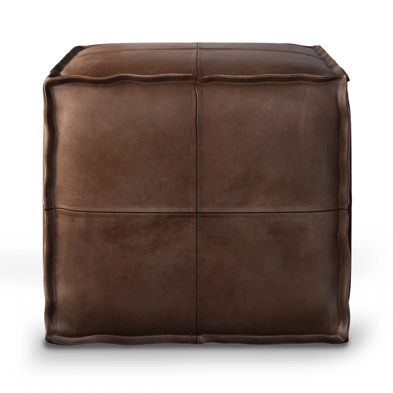 Allmodern Inez 18 Wide Faux Leather Square Pouf Ottoman