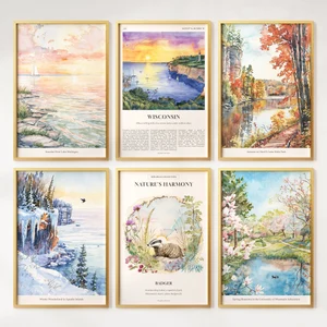 Watercolor Wisconsin Prints Set Of 6