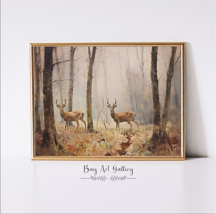 Calm Forest Print Forest And Deer