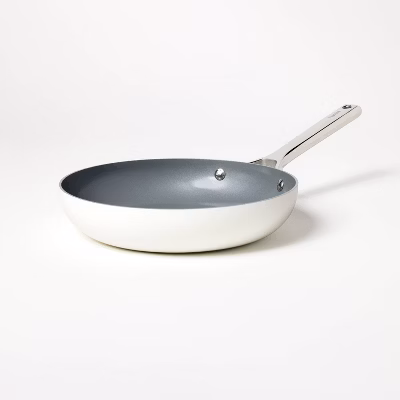 10" Nonstick Ceramic Coated Aluminum Frypan Cream - Figmint