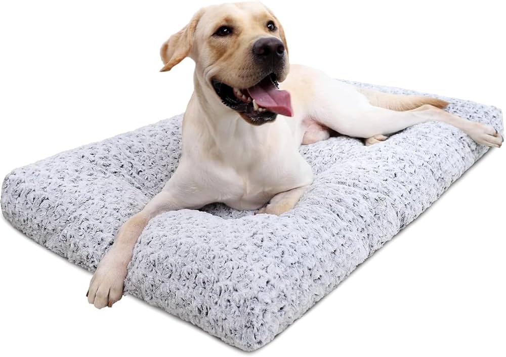 Ksiia Washable Dog Bed Deluxe Plush Dog Crate Beds Comfy Kennel Pad Anti-slip Pet Sleeping Mat For Large