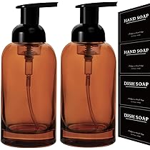 Rejomiik 2 Pack Foaming Soap Dispenser Thick Glass Foam Hand Soap Dispenser For Bathroom Or Kitchen Sink