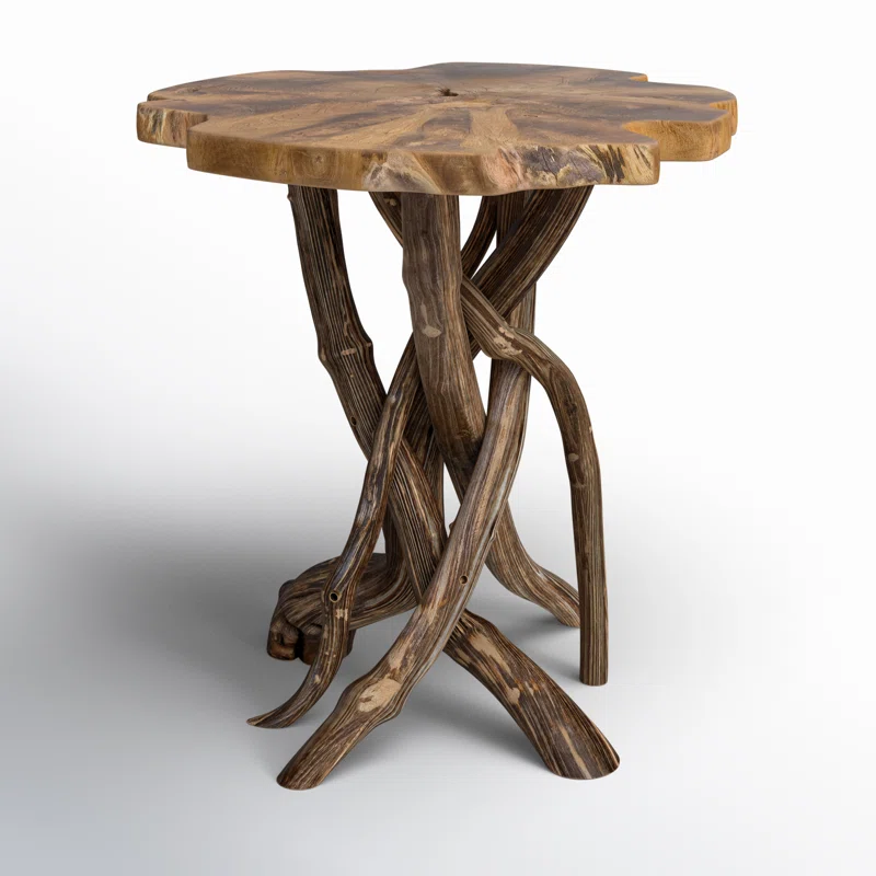 Wade Logan Lambard Solid Wood Tree Stump End Table