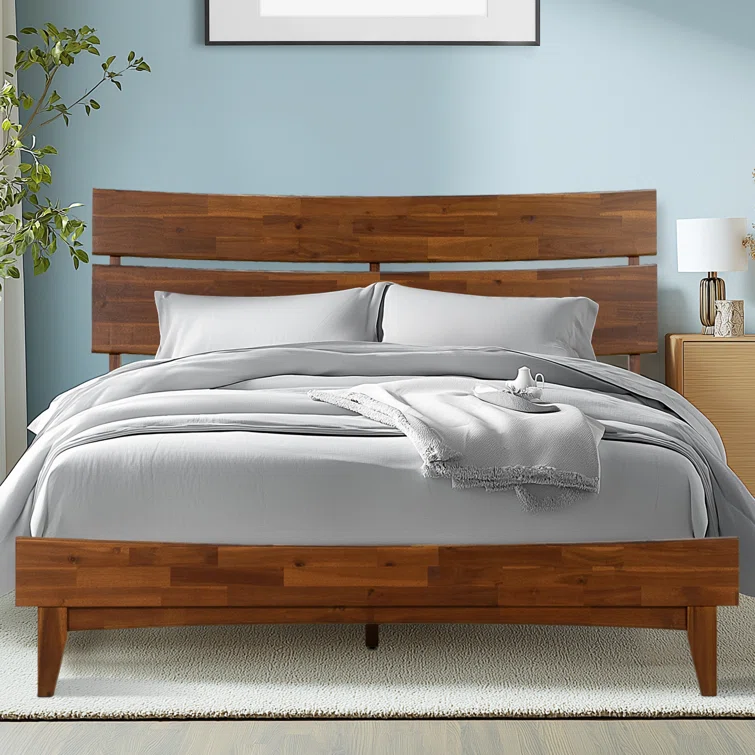 Acacia Aurora Solid Wood Bed Frame With Headboard