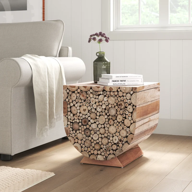 Millwood Pines Jelle Solid Wood Pedestal End Table