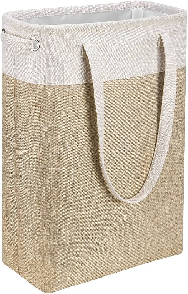 I Bkgoo Laundry Basket With Handles Beige&khaki-slim Laundry Bin Collapsible Dirty Clothes Basket Narrow Laundry Bag Foldable Dirty Hamper For Camping
