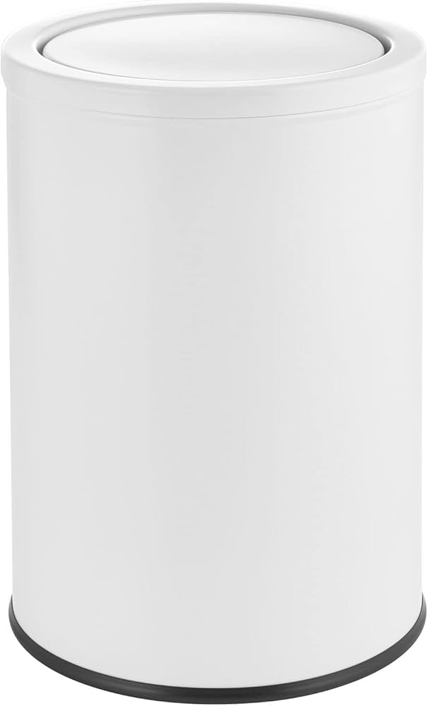 Mdesign Small Round Metal 4.8 Gallon Covered Bathroom Garbage Swing Lid Trash Can Waste Basket Bin For Bathroom