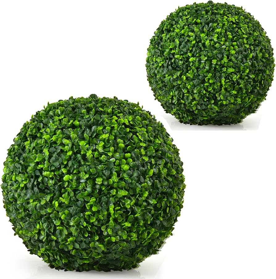 16in Artificial Boxwood Topiary Ball Set Of 2
