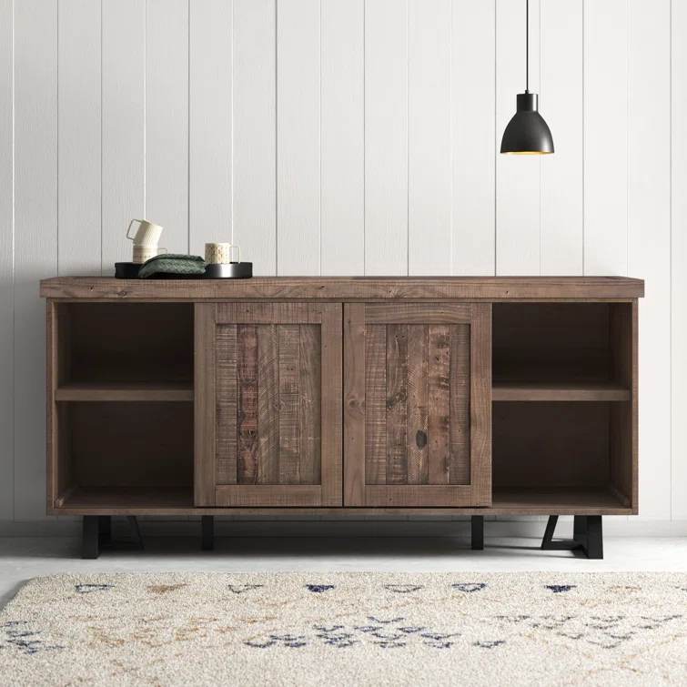 Cabinet Wade Logan Miesville Prairie Sideboard With Wine Holder Naturalblack
