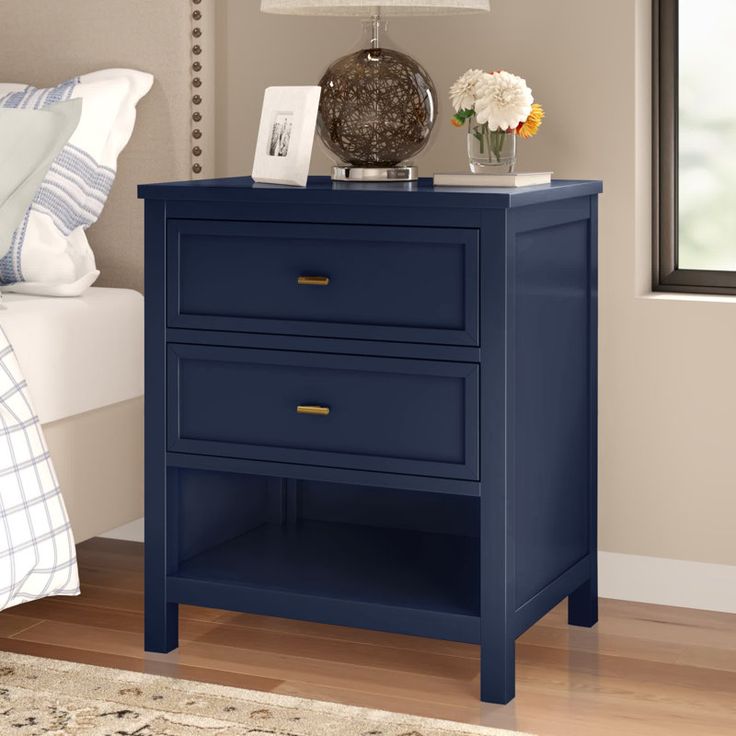 2 Drawer Nightstand Three Posts Kowalsky 