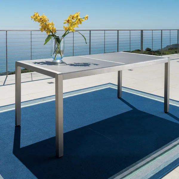Cape Coral Outdoor Aluminum Dining Table With Tempered Glass Table Top By Christopher Knight Home - Bed Bath & Beyond - 14962218