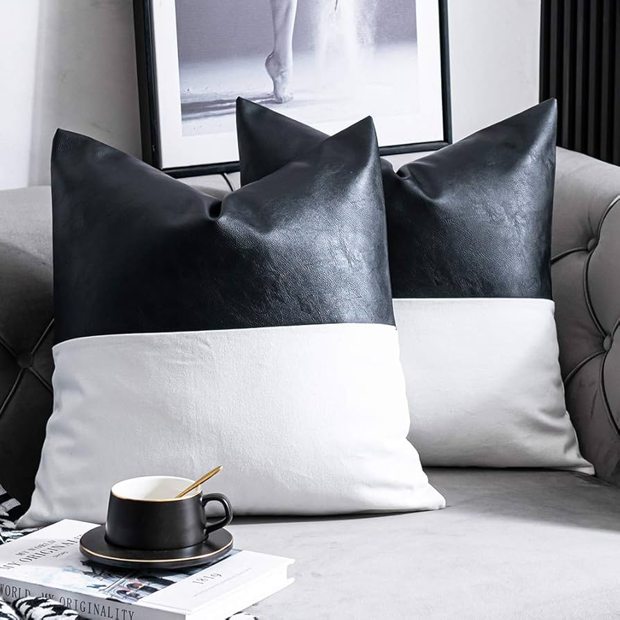 Dezene Leather Throw Pillow Covers