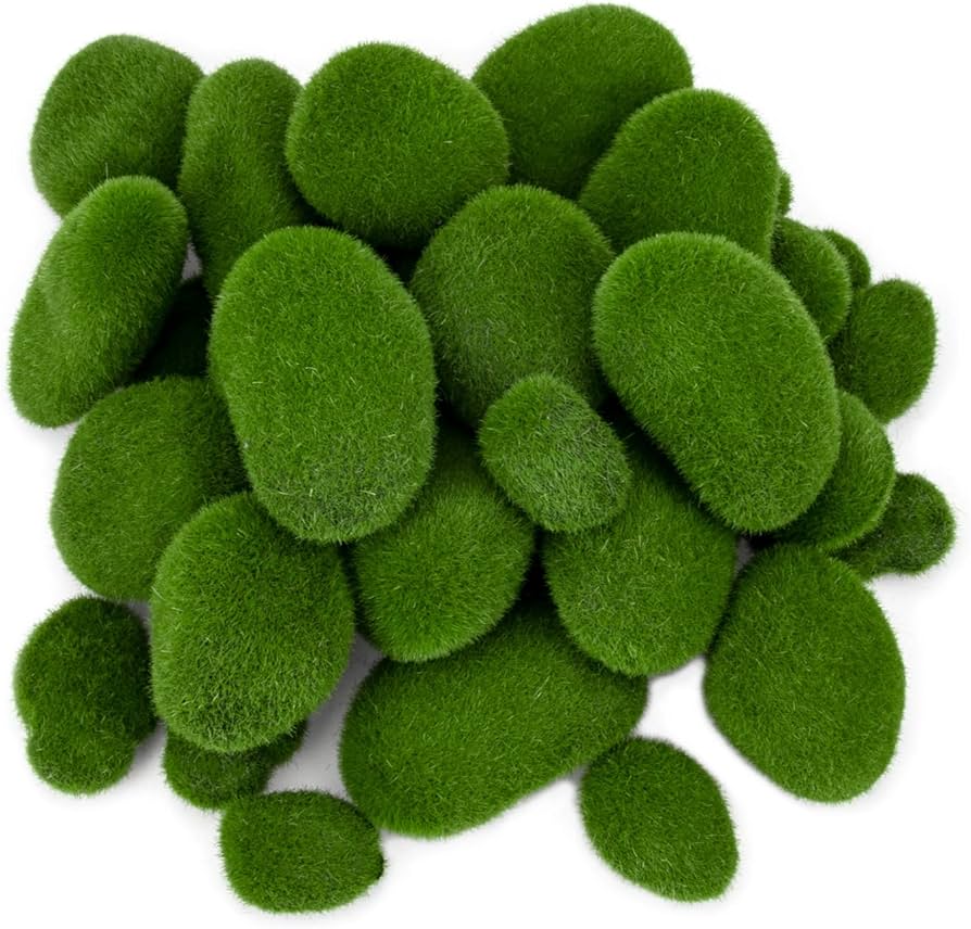 Nicunom 50 Pcs 5 Size Artificial Moss Rocks Decorative Faux Green Moss Covered Stones Fake Moss Balls For Garden Decor Diy Floral Arrangements Plant Poted Decoration : Arts