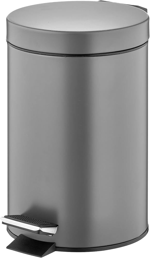 Mdesign Small Modern 3-liter / .7 Gallon Round Metal Lidded Step Trash Can