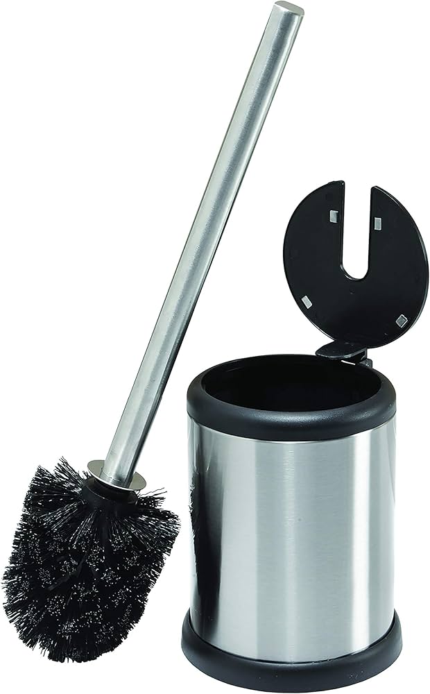 Toilet Brush And Holder | Self Closing Lid | 360 Degree Brush Head | Bathroom Cleaning | Compact Size | Storage And Organization | Stainless Steel : Home & Kitchen
