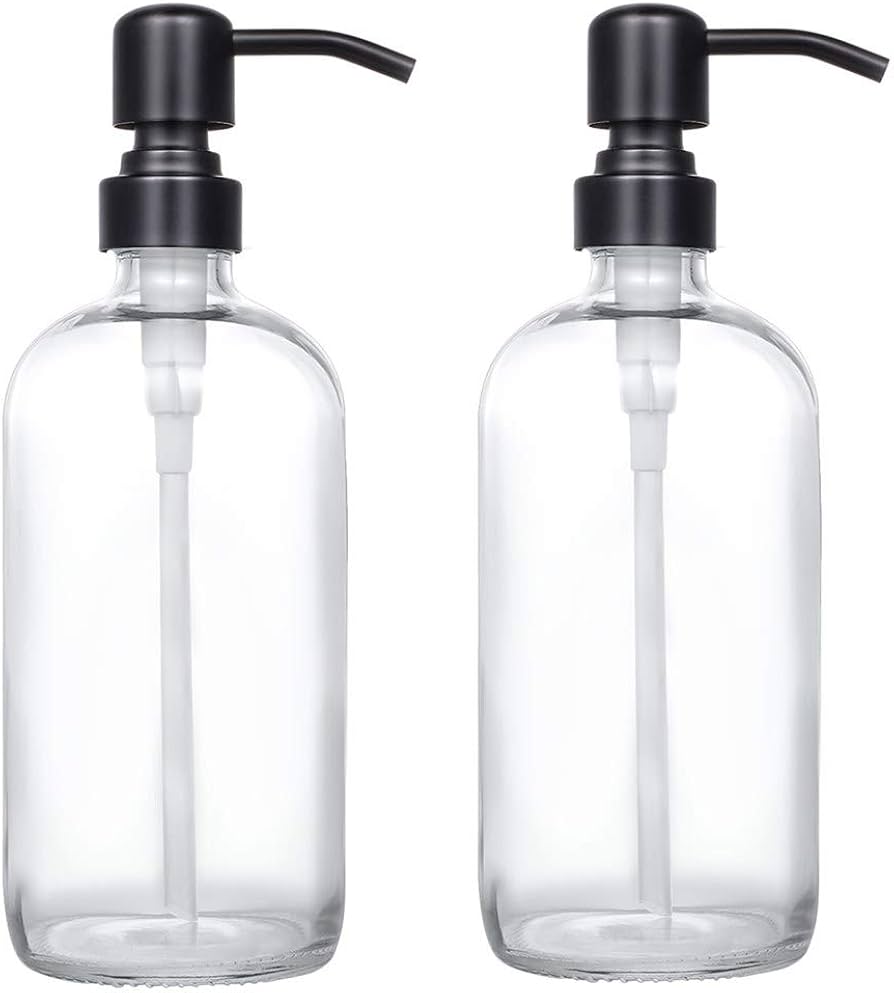 Clear Glass Pint Jar Soap Dispenser 2 Pack