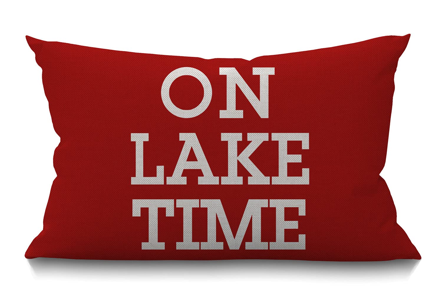 Smooffly 12x20 Inches Pillow Covers Rustic Farmhouse Decor On Lake Time Pillowcases Cotton Linen Funny Lettering Leisure Time Rose Red And White Throw Pillow Case Cushion Cover For Sofa Couch Bedroom : Home & Kitchen