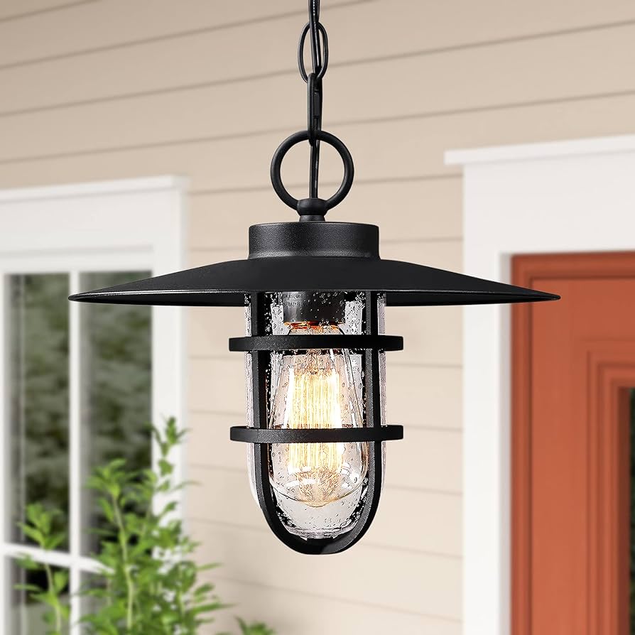 Outdoor Pendant Light Modern Black Exterior Hanging Light