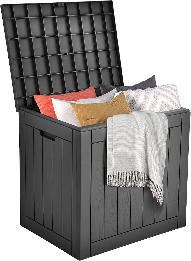 Dwvo 30 Gallon Outdoor Storage Box With Side Handles And Lockable Lid