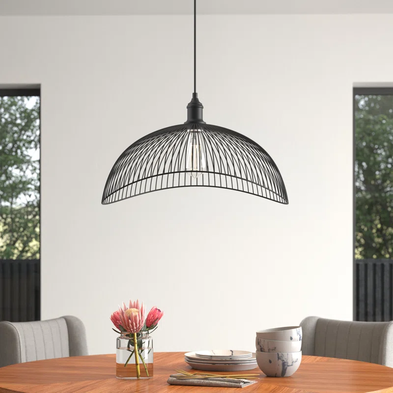 Mercury Row 1975 Oxendine 1 Light Black Woven Metal Shade Pendant